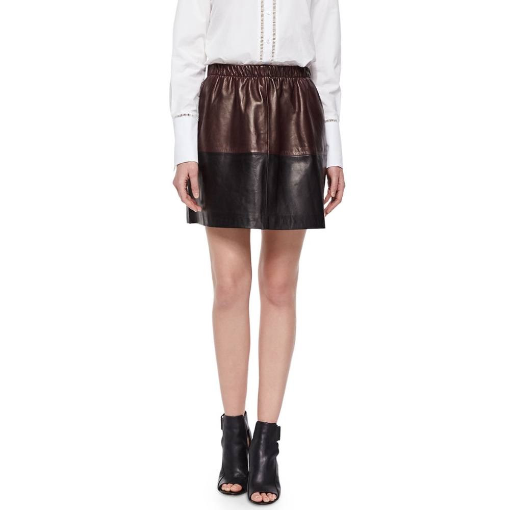 🦒VINCE Color Block Leather Skirt very